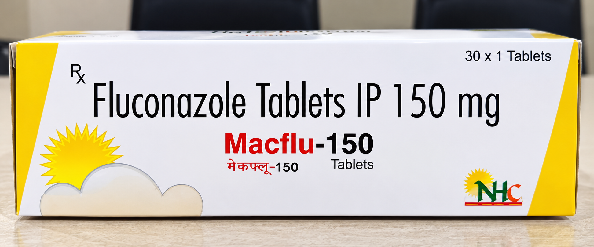 Macflu-150 Fluconazole Tablets IP 150 mg carton by Numac Healthcare.
