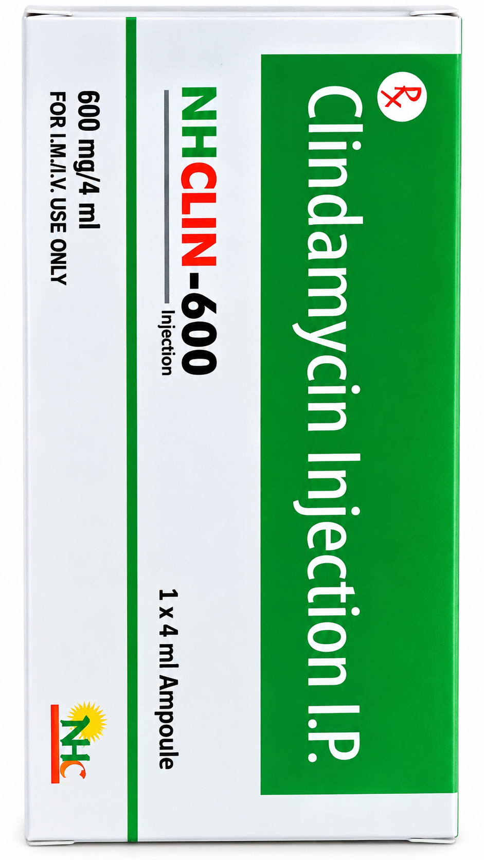 NHCLIN-600 Clindamycin Injection IP 600 mg in 4 ml carton.