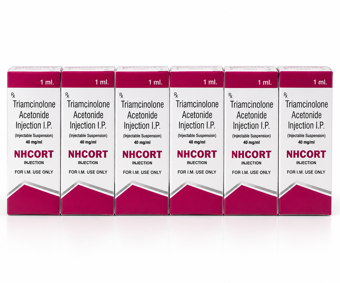 NHCORT Triamcinolone Acetonide Injection IP 40 mg per ml, 1 ml carton.