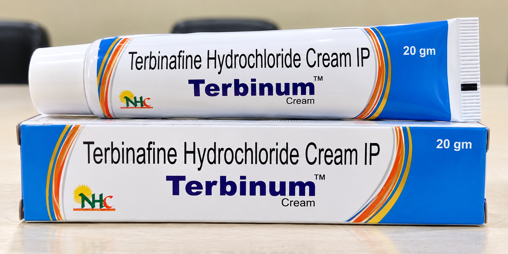 Terbinum Terbinafine Hydrochloride Cream IP 20 gram carton.